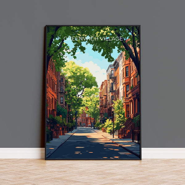 Greenwich Village New York Travel Poster Wall Art, Travel Print of Greenwich Village, New York Art Lovers Gift, USA Art Gift