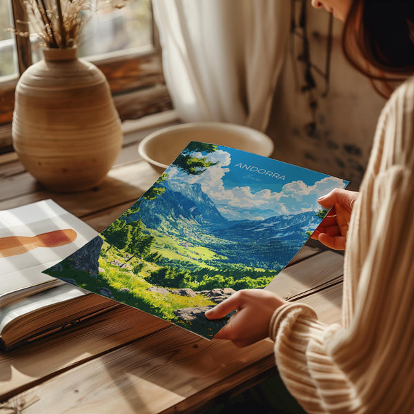 Andorra Travel Print, Travel Poster of Andorra, Europe, Andorra Wall Art Gift, Pyrenees Mountains Wall Decor Gift