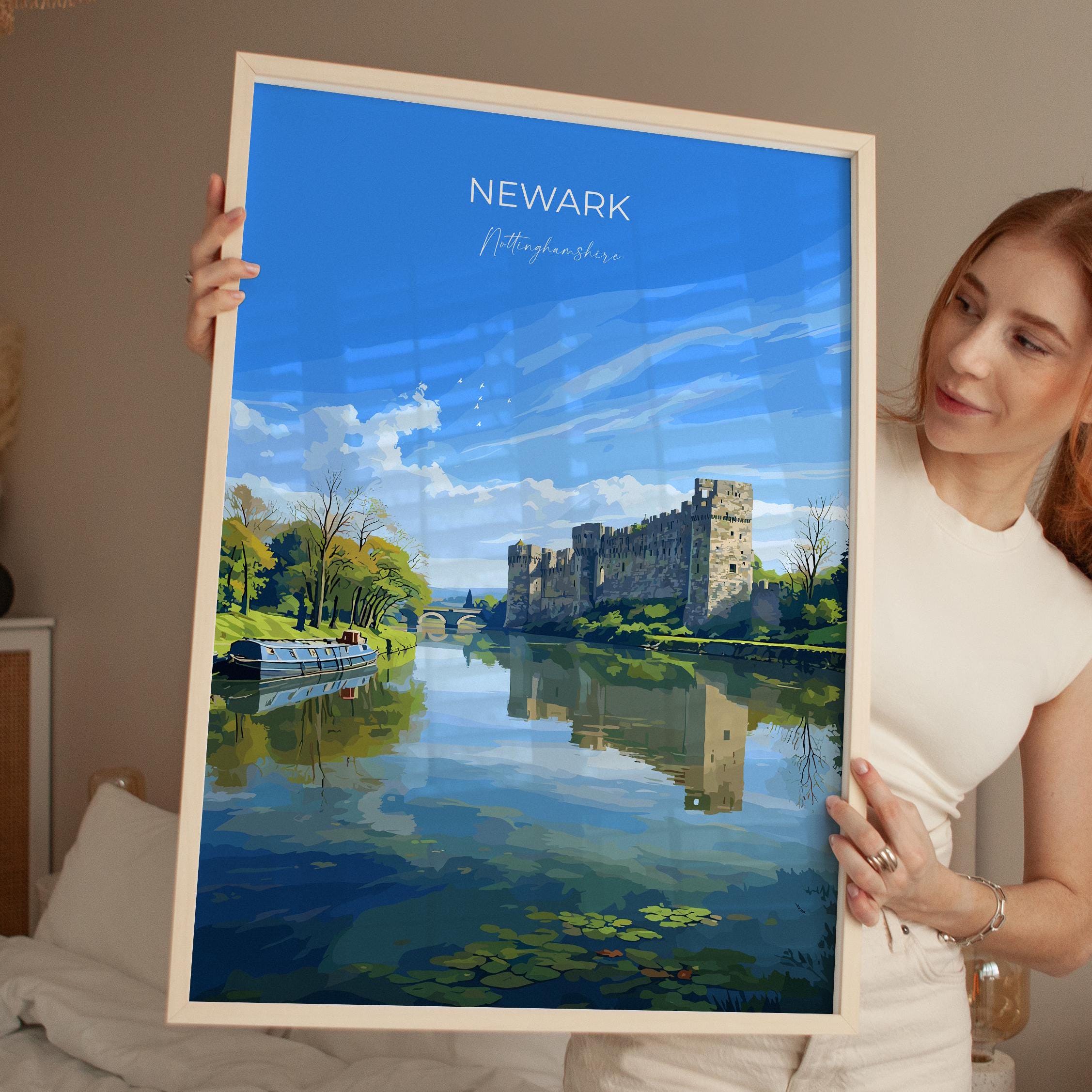 Newark Travel Print Wall Art, Travel Poster of Newark on Trent, Nottinghamshire, England, English Market Town Gift, Nottingham Art NQ Media Designs