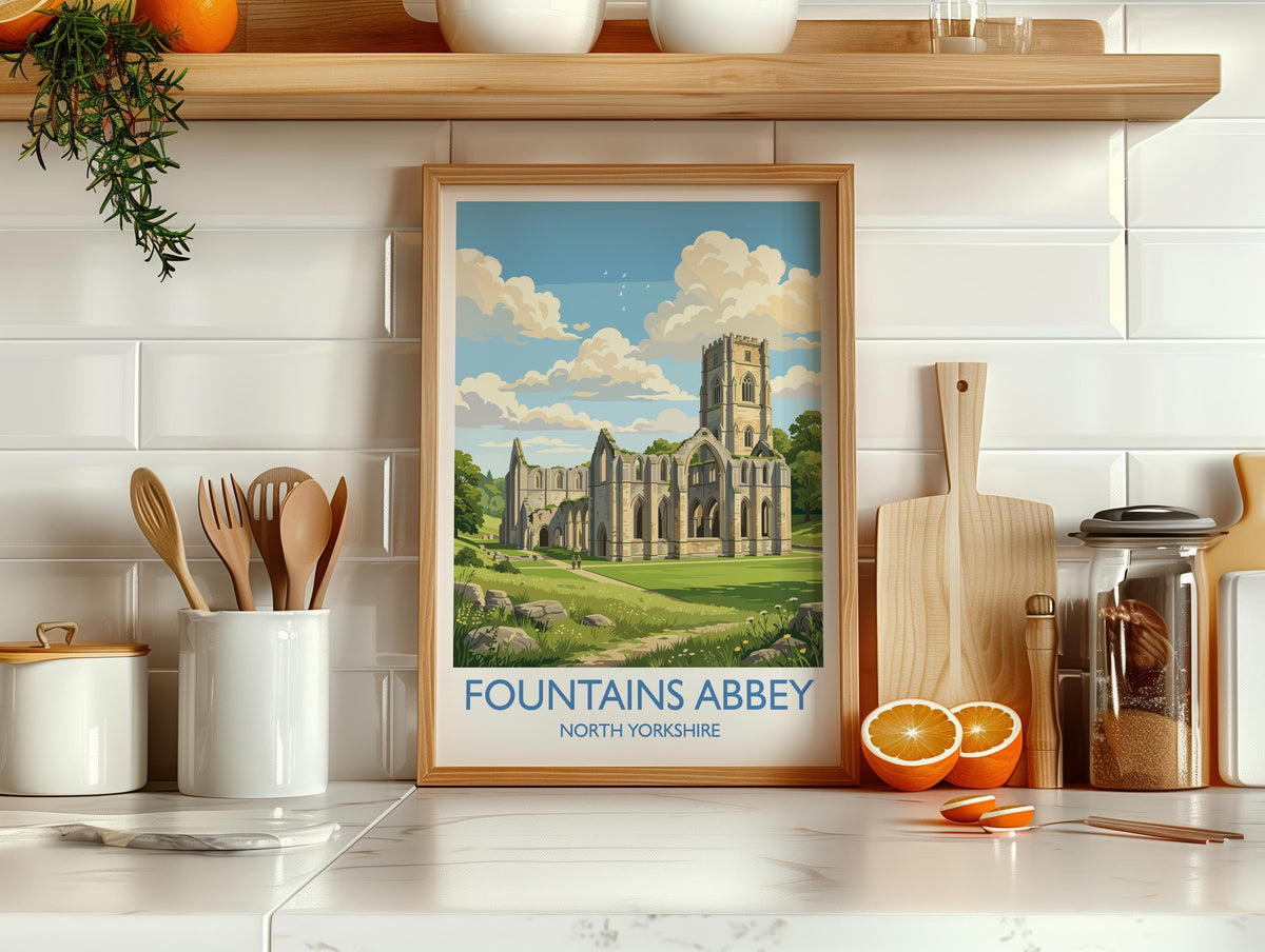 Fountains Abbey Travel Print | Studley Royal, Yorkshire Wall Art