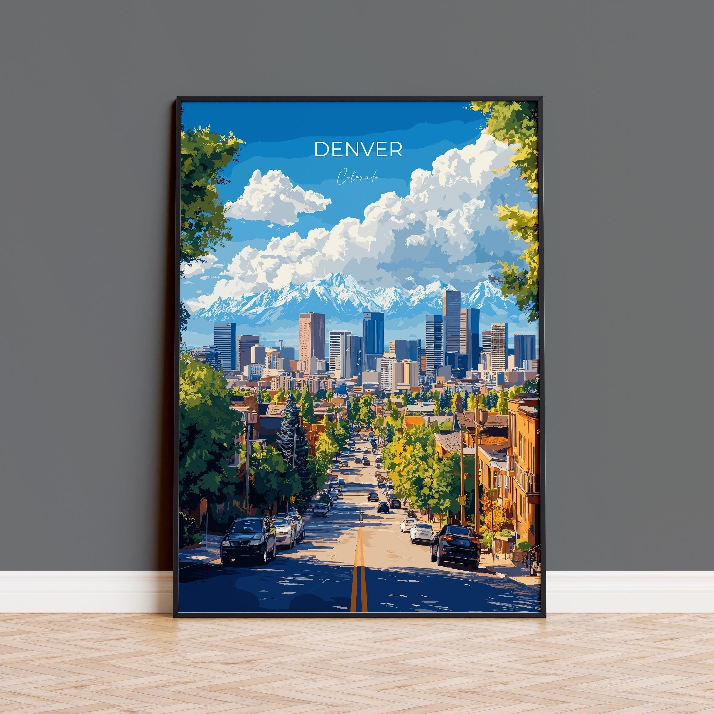 Denver Travel Print Wall Art, Travel Poster of Denver, Colorado, USA, Denver Art Lovers Gift NQ Media Designs