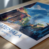 Guatemala Travel Print, Travel Poster of Guatemala, Central America Poster, Guatemala Wall Art Lovers Gift NQ Media Designs