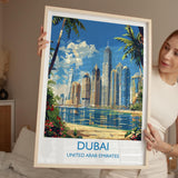 Dubai Travel Print, Travel Poster of Dubai, Dubai Marina Art lovers Gift, UAE Wall Art Gift NQ Media Designs