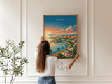 Darwin Australia Travel Print, Darwin Waterfront Wall Art, Northern Territory Poster, Tropical Cityscape Illustration, Australia Art Decor