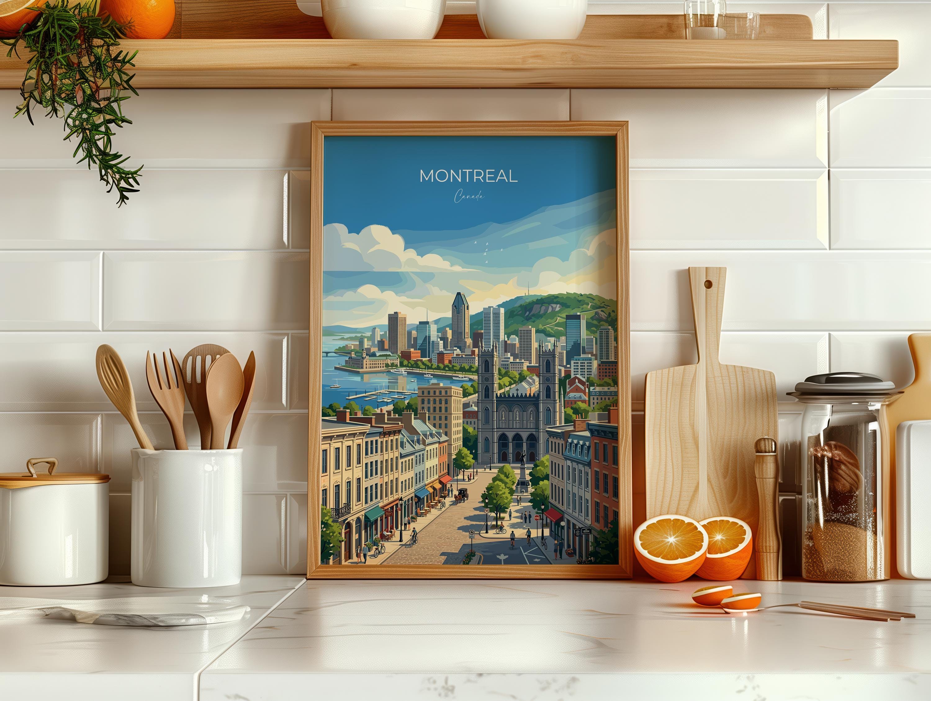 Montreal Canada Travel Print, Montreal Skyline Wall Art, Old Montreal Poster, Mount Royal Illustration, Quebec City Travel Decor