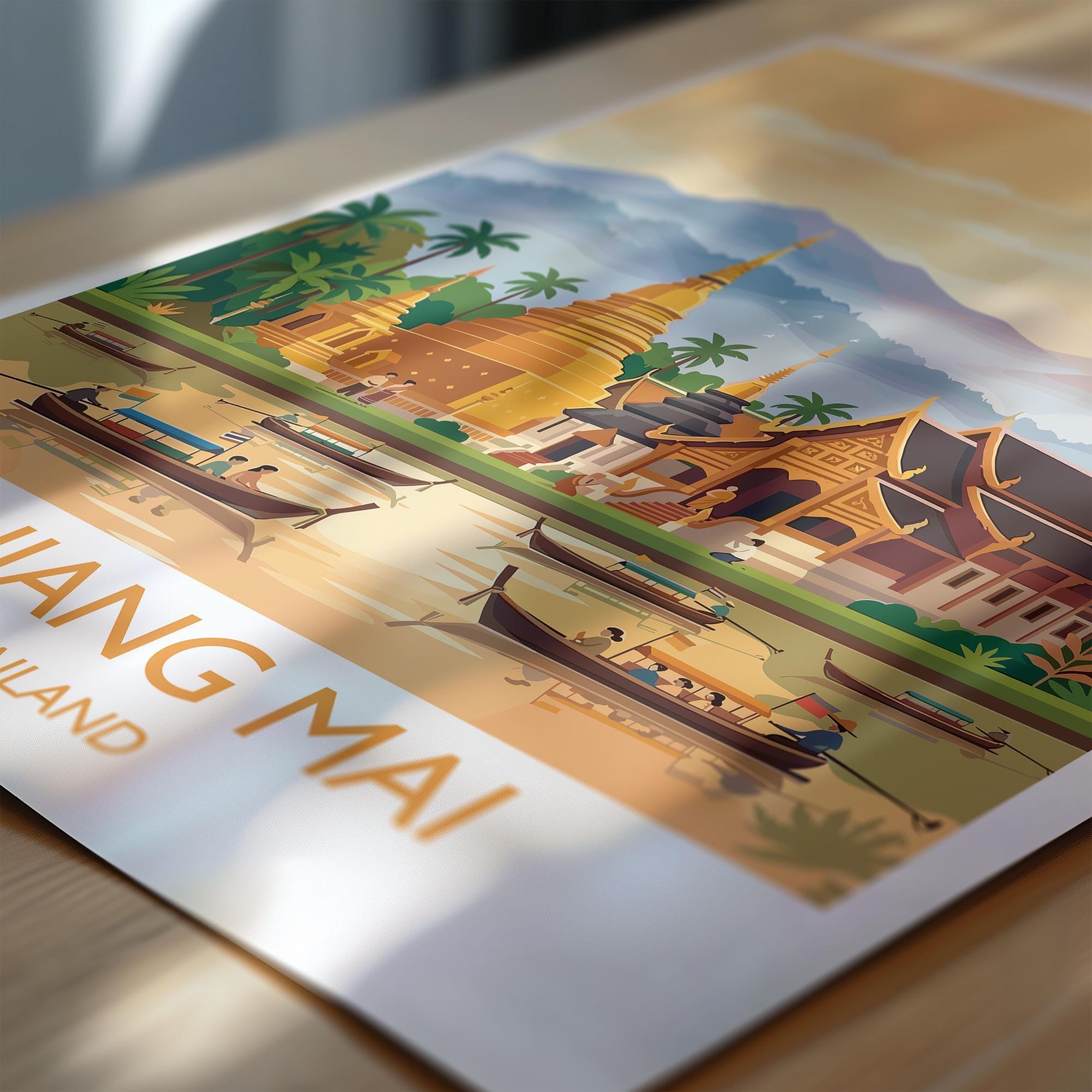 Chiang Mai Travel Print, Travel Poster of Chiang Mai, Thailand, Chiang Mai Art Lovers Gift, Wall Art Print NQ Media Designs