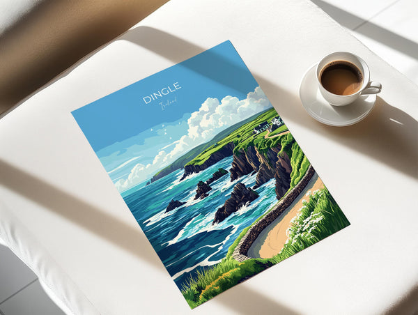 Dingle Print, Travel Poster of Dingle, County Kerry Art, Ireland Coast, Travel Wall Art Gift