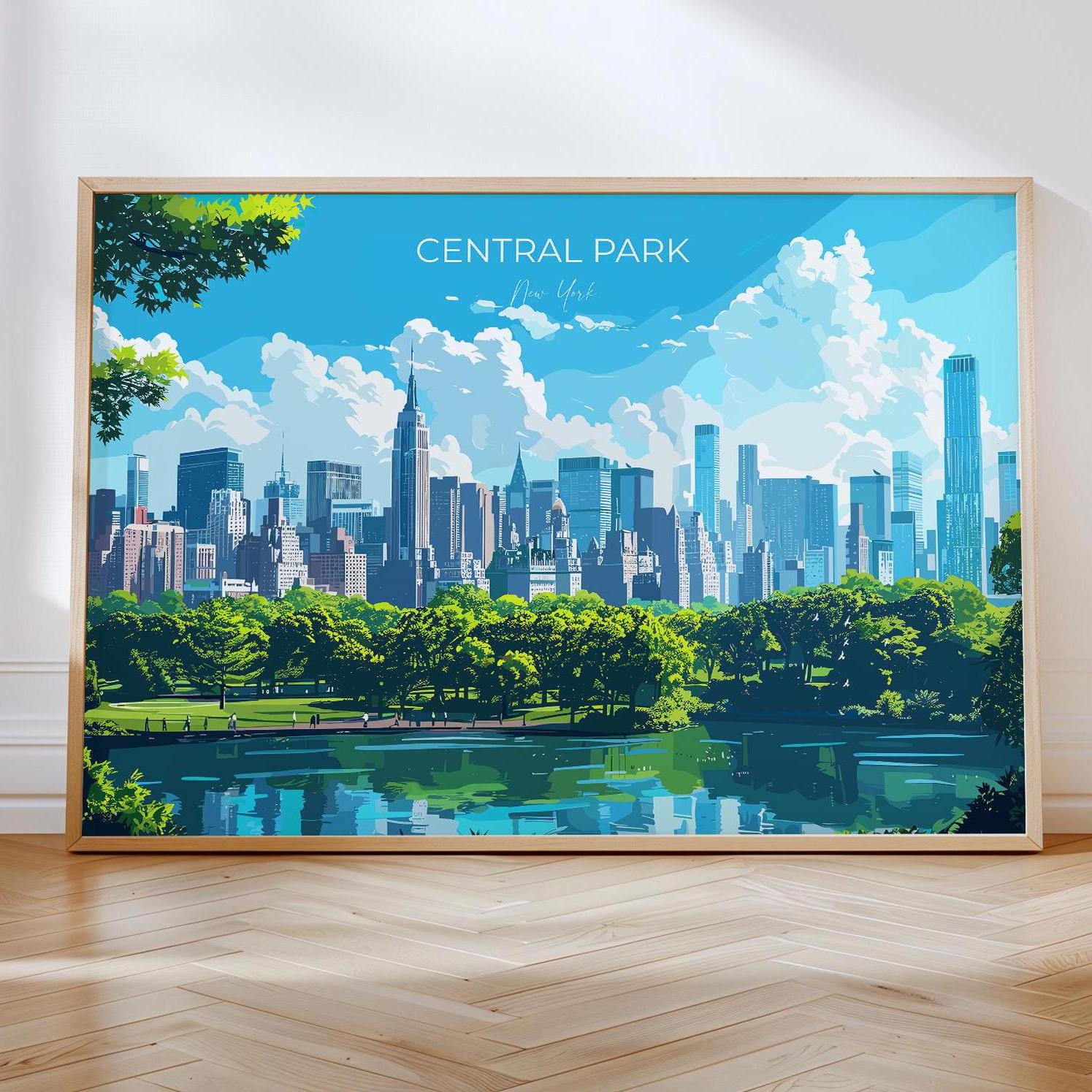 Central Park New York Landscape Travel Print Wall Art, Travel Poster of Central Park, New York Art Lovers Gift, New York, USA Travel Art NQ Media Designs