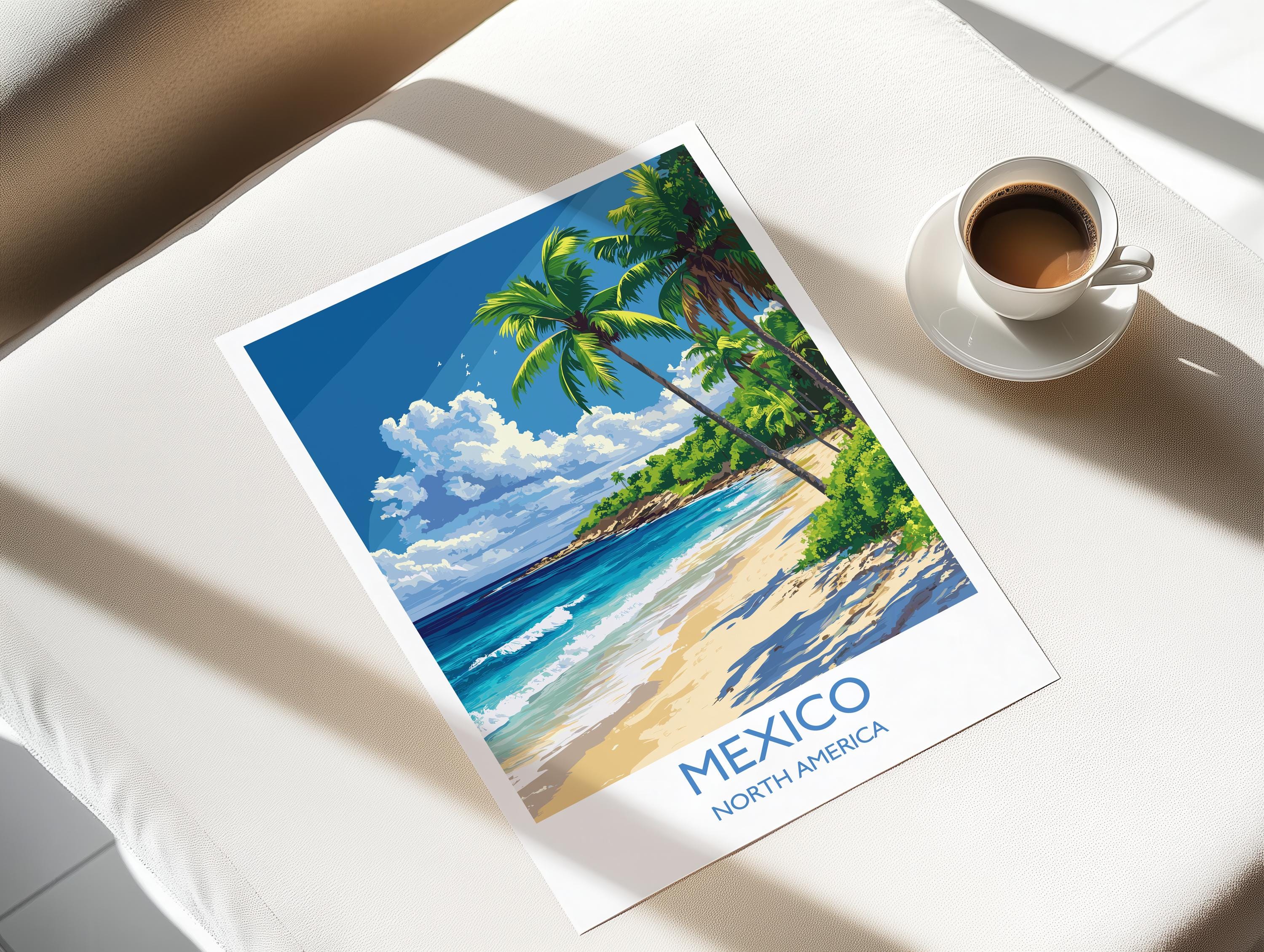 Mexico Travel Print Wall Art, Travel Poster of Mexico, Mexico Coast Art Gift, Mexico Art Lovers Gift, NQ Media Designs