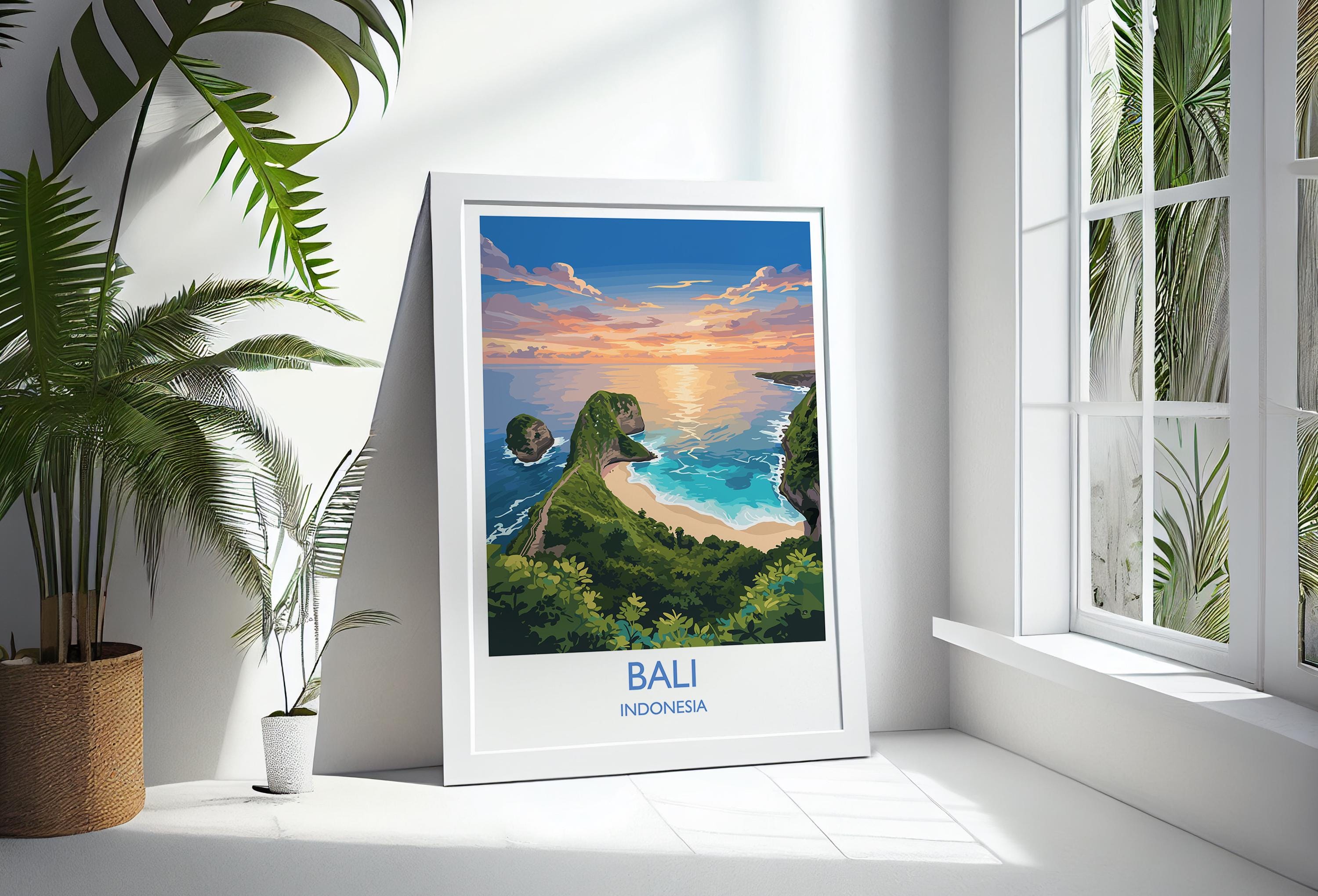 Bali Travel Print, Travel Poster of Bali, Kelingking Beach, Indonesia, Bali Travel Wall Art Gift NQ Media Designs