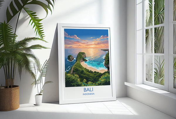 Bali Travel Print, Travel Poster of Bali, Kelingking Beach, Indonesia, Bali Travel Wall Art Gift