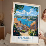 Falmouth Travel Print, Travel Poster of Falmouth, England, Cornwall Art, Falmouth Art Lovers Gift, Wall Art Print NQ Media Designs