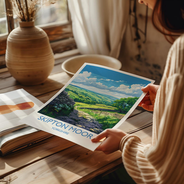 Skipton Moor Travel Print Wall Art, Travel Poster of Skipton Moor, Skipton Art Print, North Yorkshire Wall Print, Yorkshire Art Lovers Gift