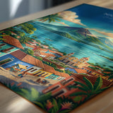 Nicaragua Travel Poster, Granada Cathedral Wall Art, Ometepe Volcano Print, Lake Nicaragua & Colonial City, Central America Travel Poster