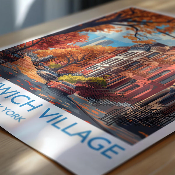 Greenwich Village New York Travel Print Wall Art, Travel Poster of Greenwich Village, New York , New York Art Lovers Gift, USA Art Gift