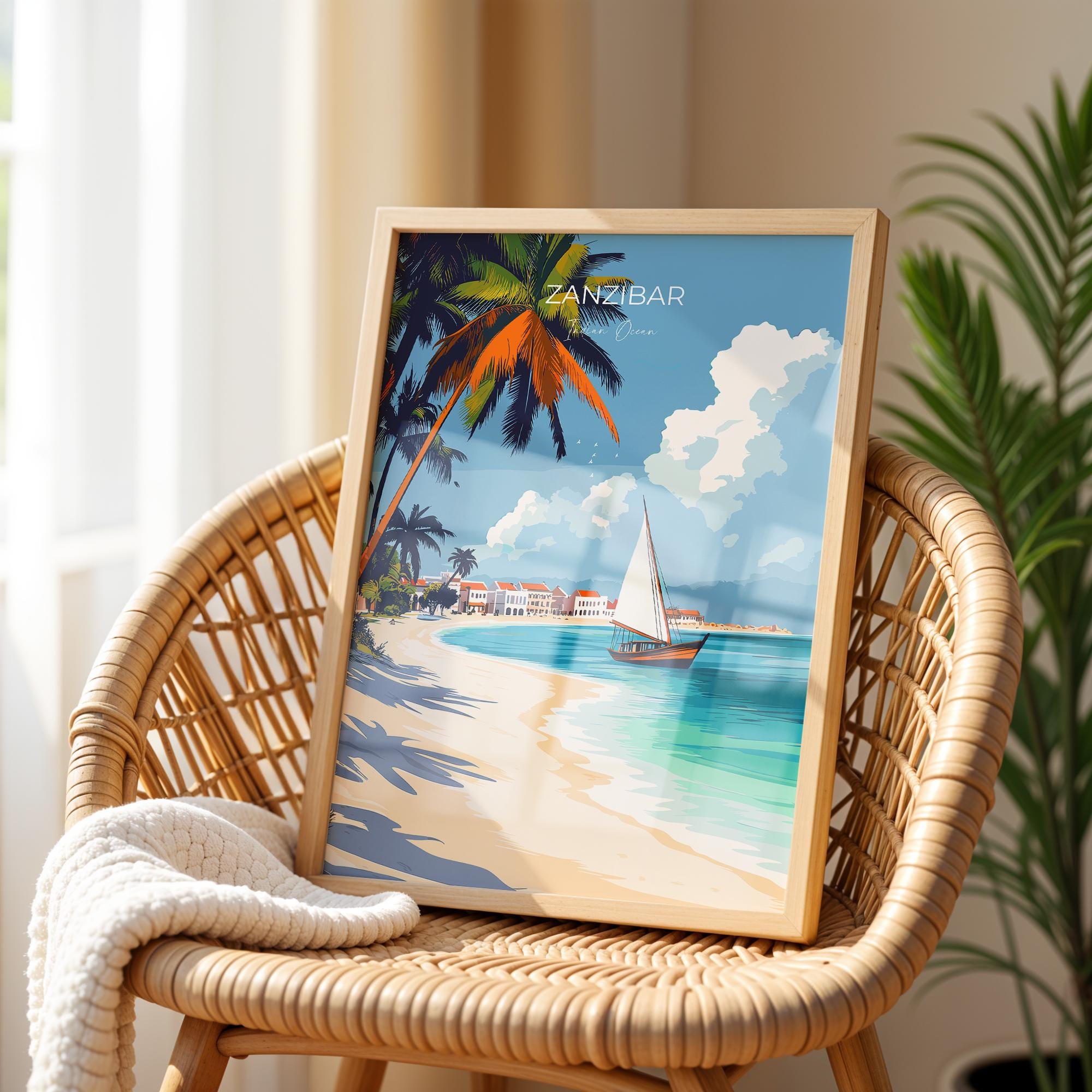 Zanzibar Travel Poster, Travel Print of Zanzibar, Indian Ocean Island Art, Zanzibar Wall Art Gift, NQ Media Designs