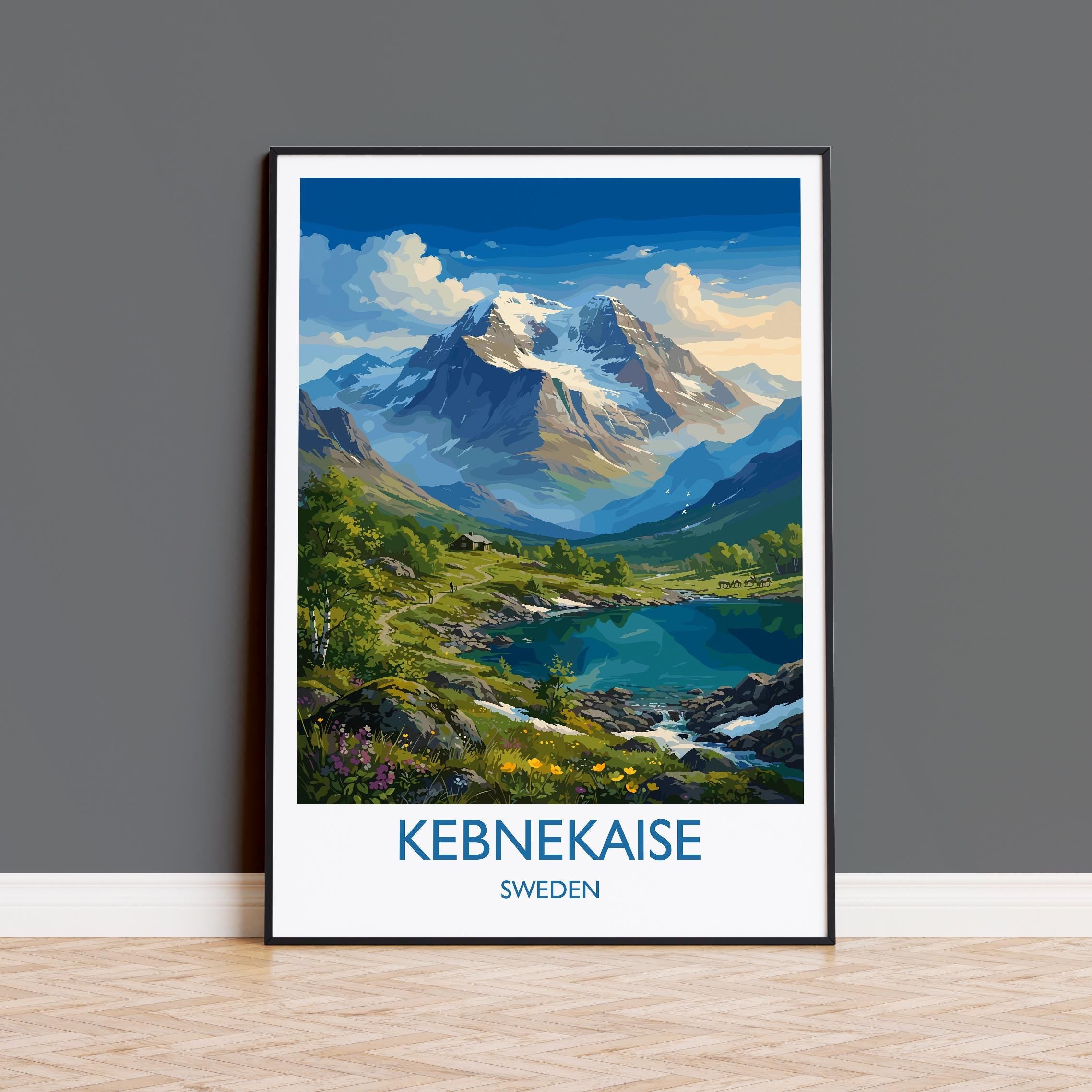 Kebnekaise Sweden Travel Poster, Swedish Lapland Mountain Wall Art, Kebnekaise Print, Scandinavian Landscape, Nordic Travel Poster