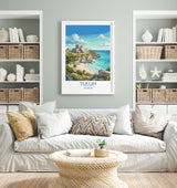 Tulum Mexico Print, Mayan Ruins Wall Art with Border, Caribbean Poster, Mexico Travel Print, Tulum Gift Print
