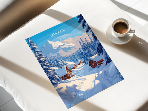 Lapland Travel Poster, Travel Print of Lapland, Scandinavia Poster, Lapland Art Gift, Finland Art Lovers Travel Gift