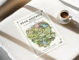 Peak District Illustrated Map Print, England Wall Art, Derbyshire Map Poster, Framed or Canvas Print, Peak District Gift
