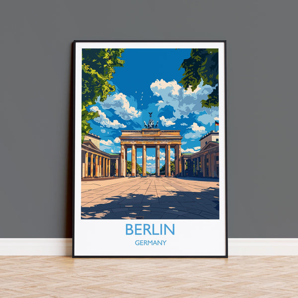 Berlin Travel Print Wall Art, Travel Poster of Berlin, Brandenburg Gate, Berlin Art Lovers Gift, Germany Art Gift