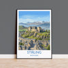 Stirling Castle Scotland Travel Poster, Scottish Highlands Wall Art, Stirling City Landscape Print, Historic Castle Illustration, UK Decor