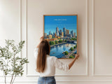 Melbourne Australia Poster, Victoria Wall Art, Yarra River Travel Print, Australian City Decor, Melbourne Gift