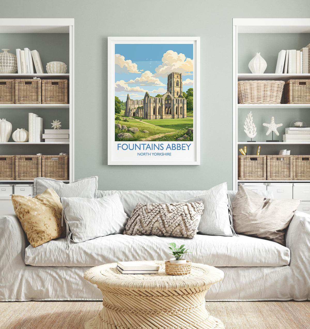 Fountains Abbey Travel Print | Studley Royal, Yorkshire Wall Art