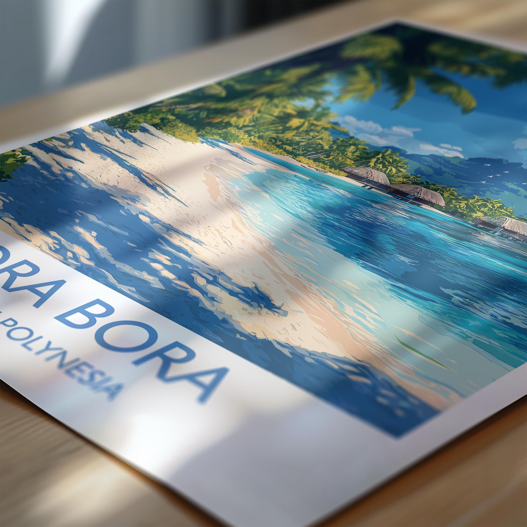 Bora Bora Travel Poster Wall Art, Travel Print of Bora Bora, French Polynesia, South Pacific Islands Art Lovers Gift NQ Media Designs