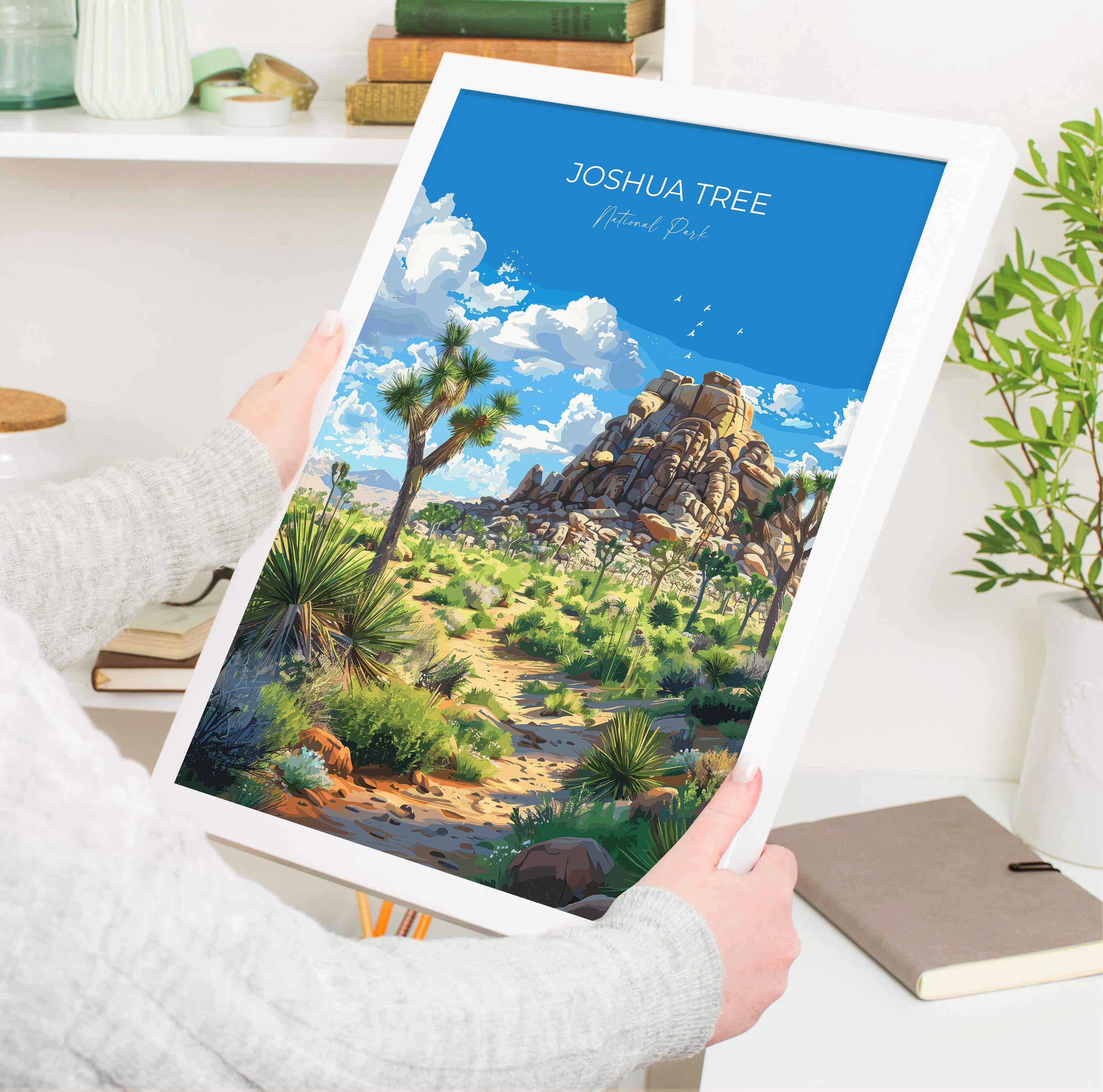 Joshua Tree National Park Travel Print Wall Art, Travel Poster of Joshua Tree, National Park Art Lovers Gift, California, USA, Wall Art Gift NQ Media Designs