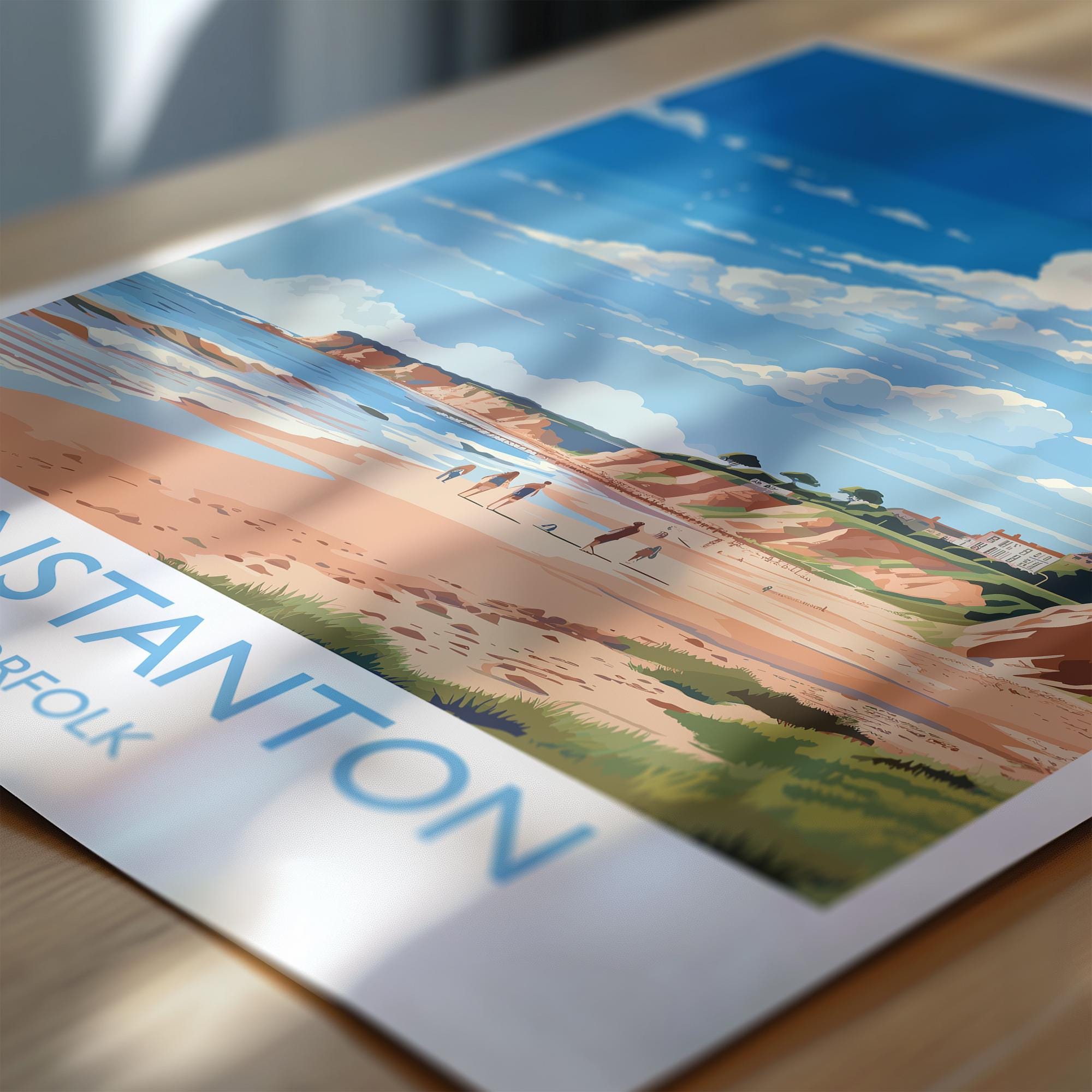 Hunstanton Beach Travel Print, Travel Poster of Hunstanton Beach, Norfolk, England, Norfolk Art, Norfolk Gift, Wall Art Print NQ Media Designs
