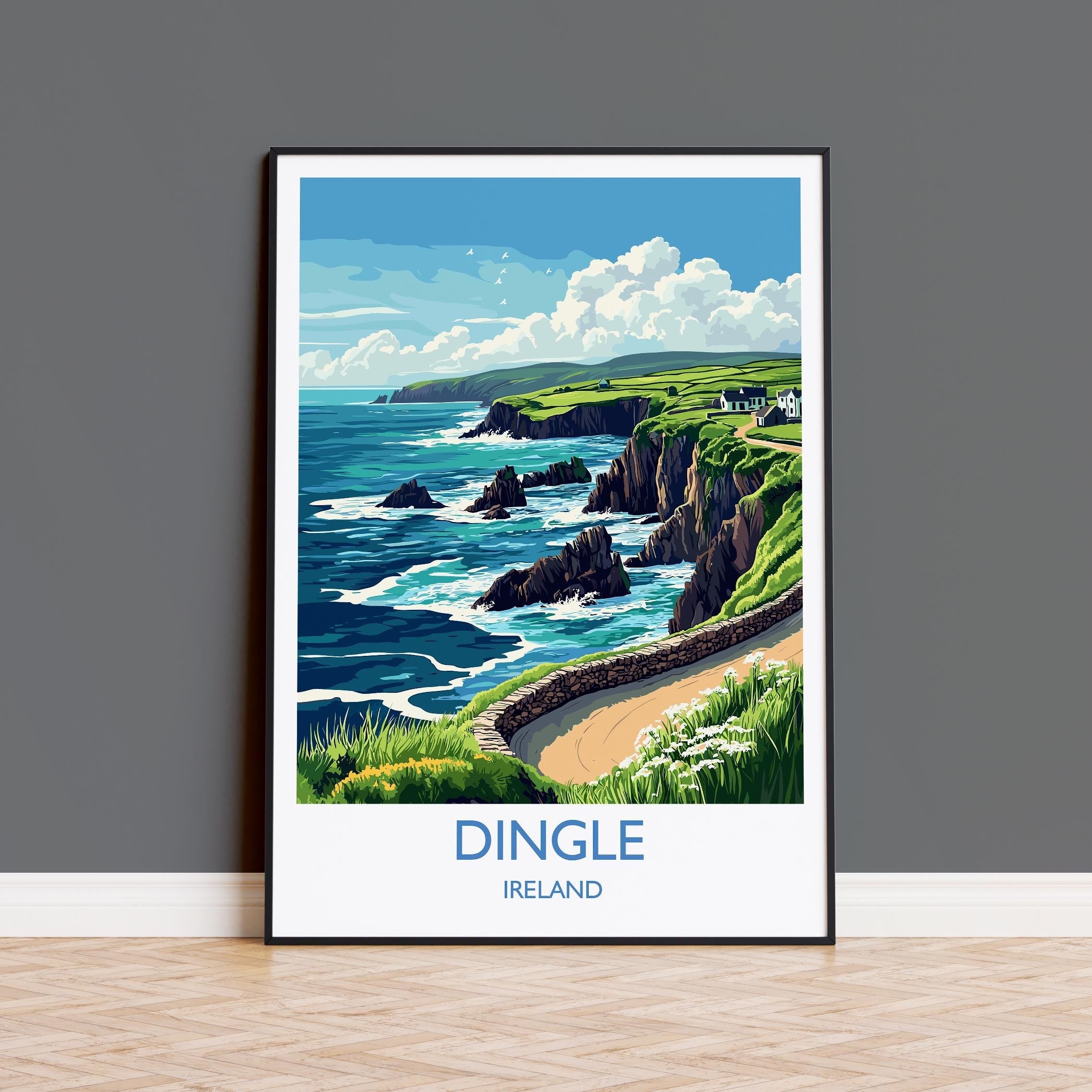 Dingle Poster, Travel Print of Dingle, County Kerry, Ireland Coast, Travel Wall Art Gift NQ Media Designs
