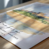 Bamburgh Wall Art Poster, Travel Print of Bamburgh Castle, England, Northumberland Art Gift, Travel Watercolour Gift NQ Media Designs