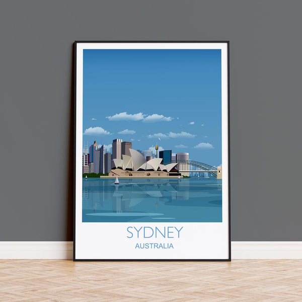 Sydney Travel Print, Travel Poster of Sydney, Sydney Harbour Bridge, Sydney Opera House, Australia Travel Art Lovers Gift