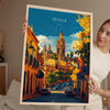 Seville Travel Poster, Travel Print of Seville, Spain Poster, Seville Wall Art Lovers Gift, Spain Art Gift