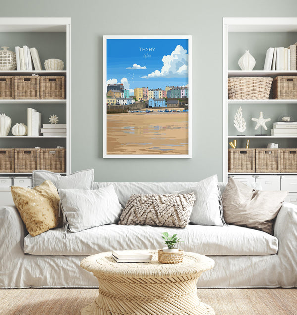 Tenby Travel Print Wall Art, Tenby Travel Poster, Wales, Pembrokeshire Coast, Welsh Art Gift, Wall Art Print