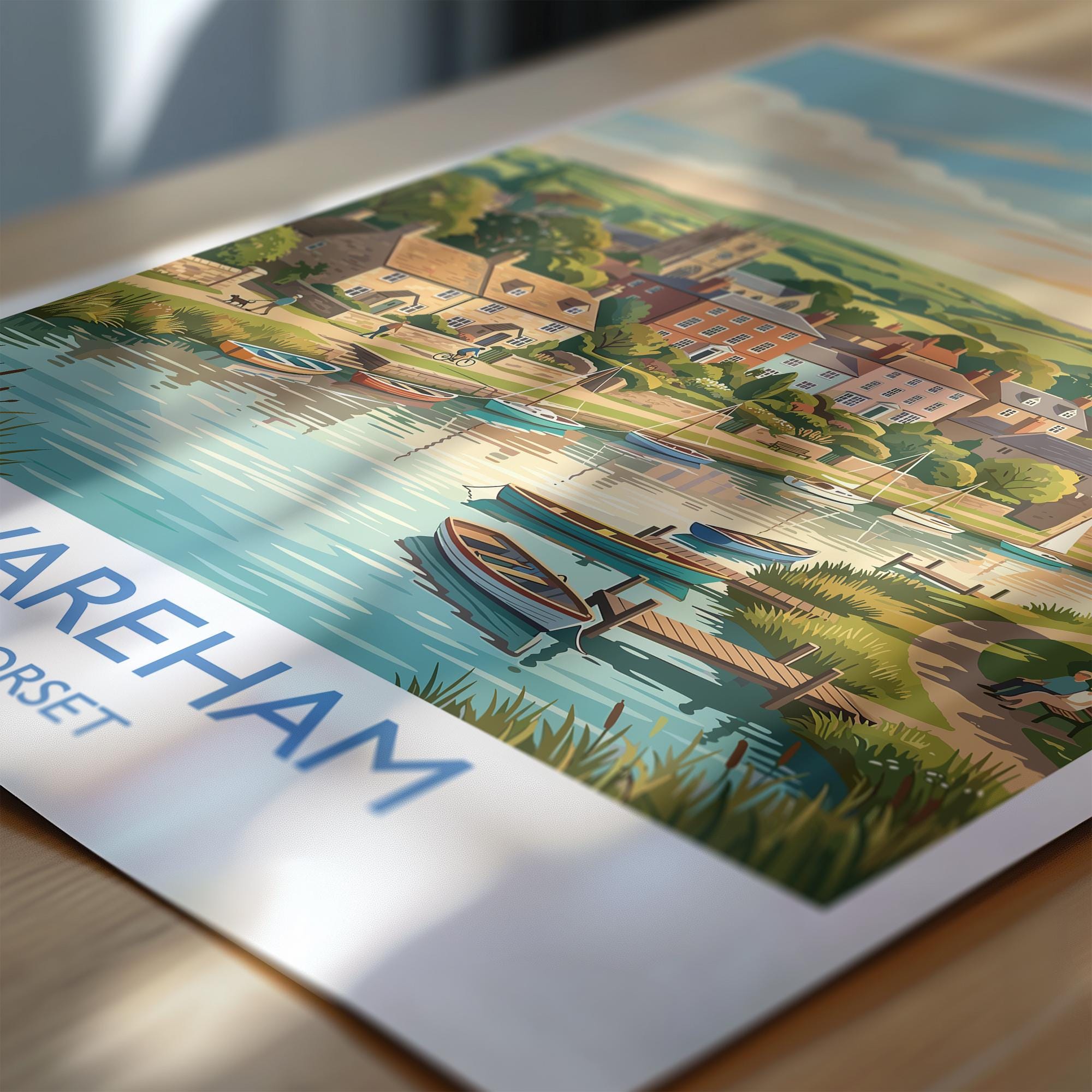 Wareham Dorset Print, Historic Saxon Walled Town Wall Art, River Frome Travel Poster, Dorset Countryside Decor, UK Gift
