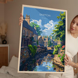 Skipton Travel Poster Wall Art, Travel Print of Skipton, Skipton Art Print, North Yorkshire Wall Print, Yorkshire Art Lovers Gift NQ Media Designs