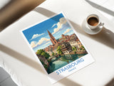 Strasbourg Print, Petite France Wall Art with Border, Alsace Poster, France Travel Print, Strasbourg Gift Print