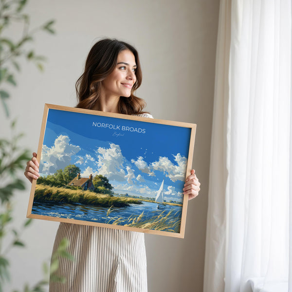 Norfolk Broads Landscape Print Wall Art, Travel Poster of Norfolk Broads, England, Art Gift, English Countryside Art Lovers Gift