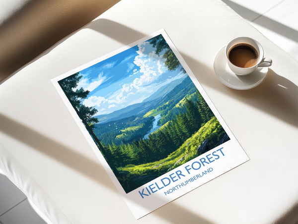 Kielder Forest Travel Print, Travel Poster of Kielder Forest, Kielder Water Reservoir, Kielder Forest Art, Northumberland Gift,