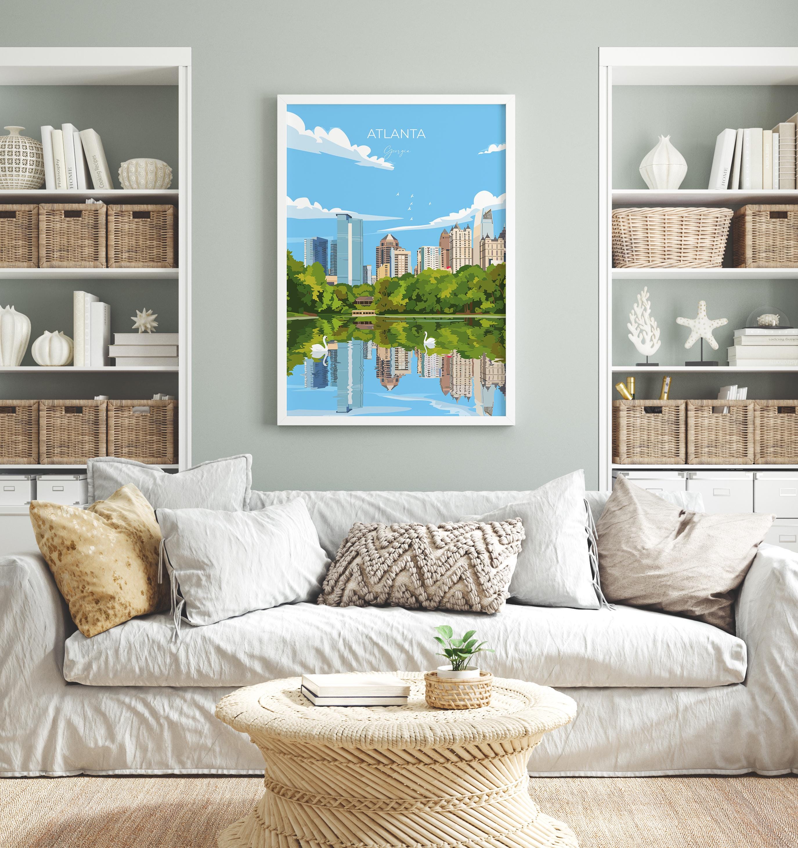 Atlanta Travel Poster, Travel Print of Atlanta, Georgia, Atlanta Art Lovers Gift, USA Gift, Wall Art Print NQ Media Designs