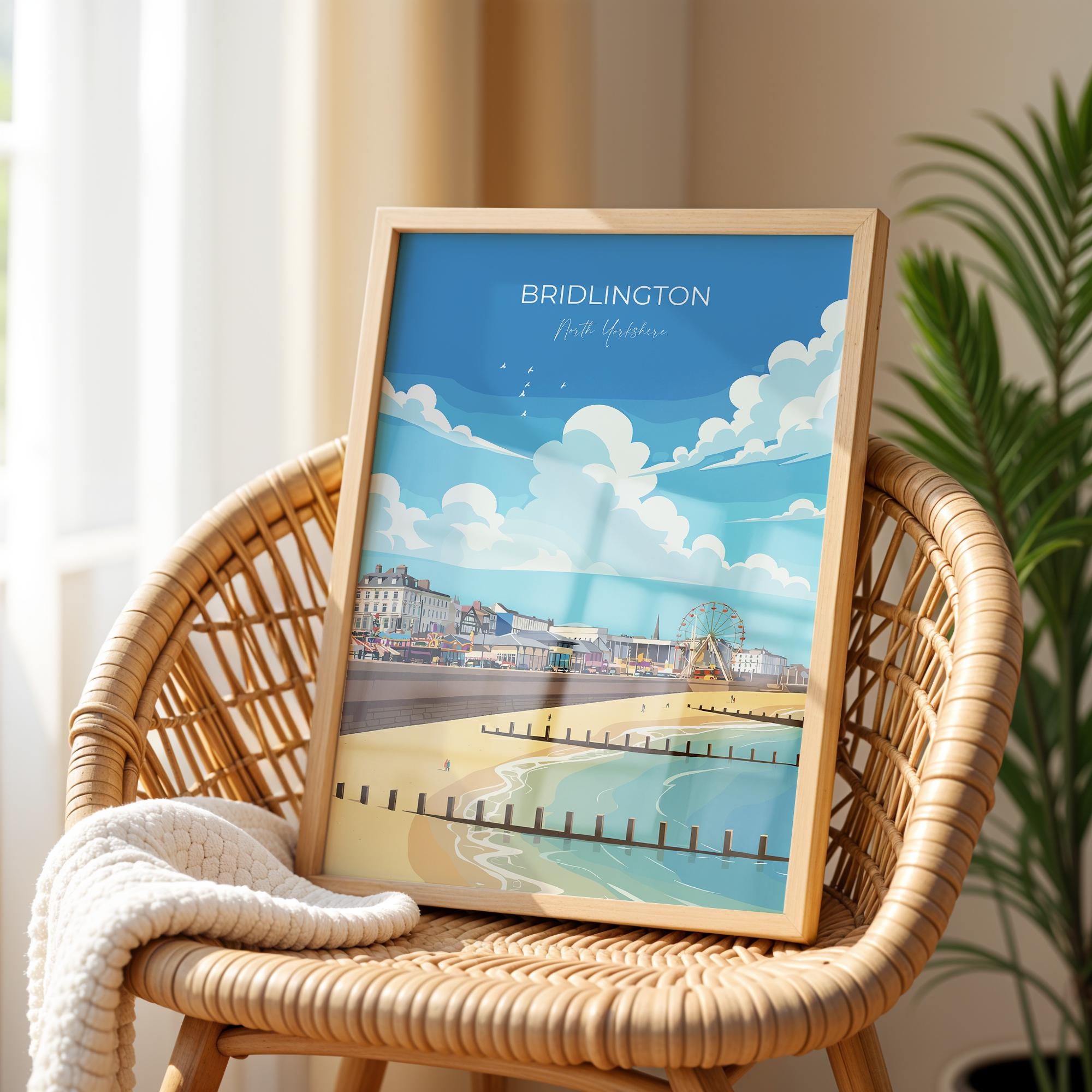 Bridlington Travel Poster, Travel Print of Bridlington, Yorkshire Gift, England, North Yorkshire Art, Bridlington Gift, Wall Art Print NQ Media Designs