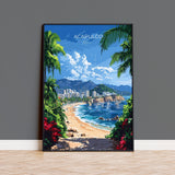 Acapulco Travel Poster Wall Art, Print of Acapulco, Mexico Coast Art Gift, Mexico Cities Art, NQ Media Designs