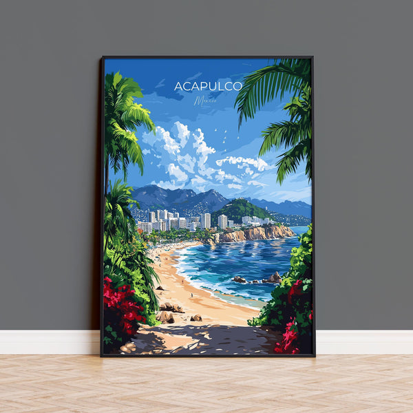 Acapulco Travel Poster Wall Art, Print of Acapulco, Mexico Coast Art Gift, Mexico Cities Art,