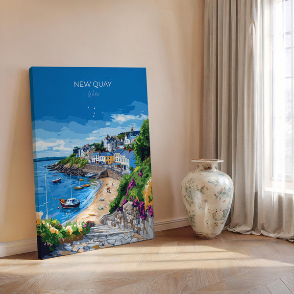 New Quay Travel Print Wall Art, New Quay Travel Poster, Wales, Ceredigion Welsh Art Gift, Wall Art Print