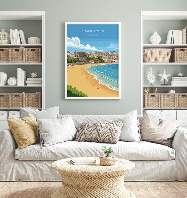Scarborough Travel Print, Travel Poster of Scarborough, North Yorkshire Gift, England, Scarborough Gift, Wall Art Print