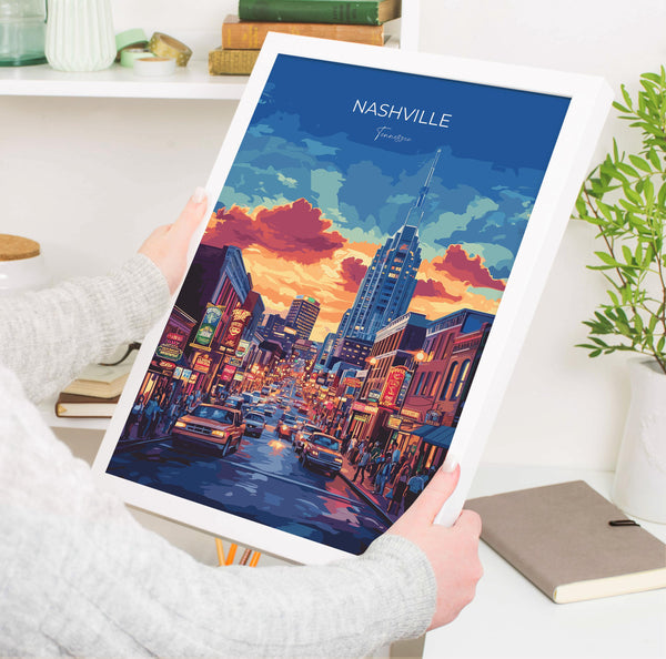 Nashville Travel Poster Wall Art, Travel Print of Nashville, Nashville Art Lovers Gift, Tennessee USA Art Gift