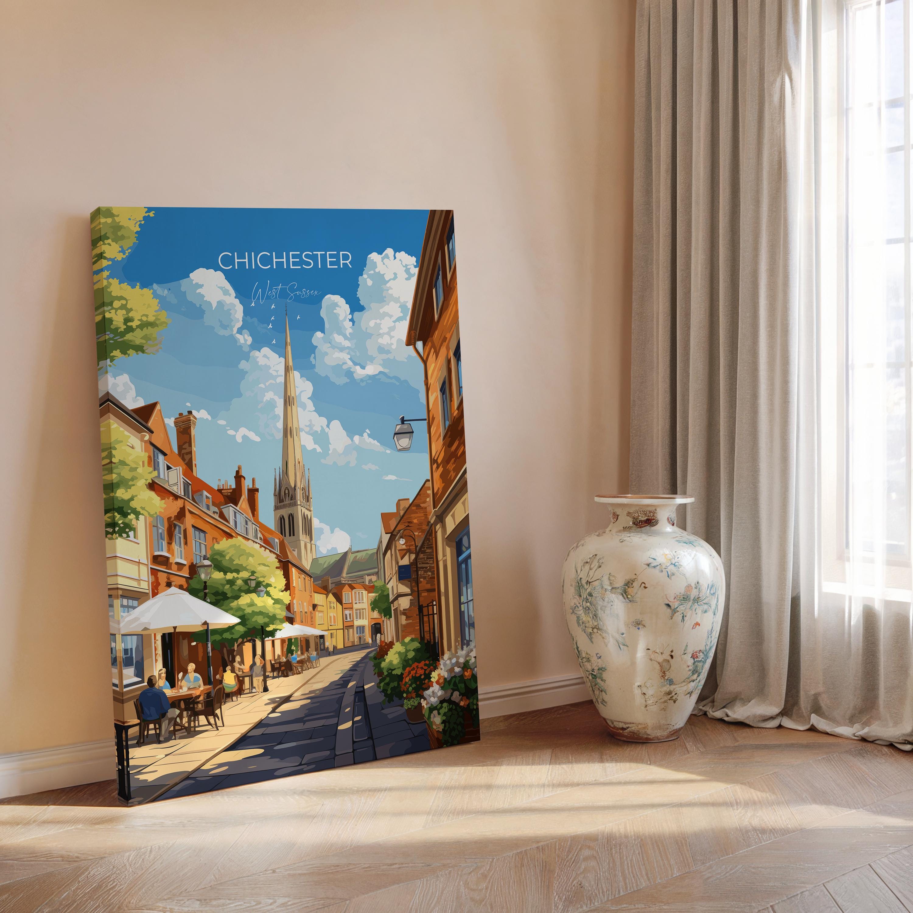Chichester Travel Print Wall Art, West Sussex Travel Poster, English Countryside Art Gift, Wall Art Print NQ Media Designs