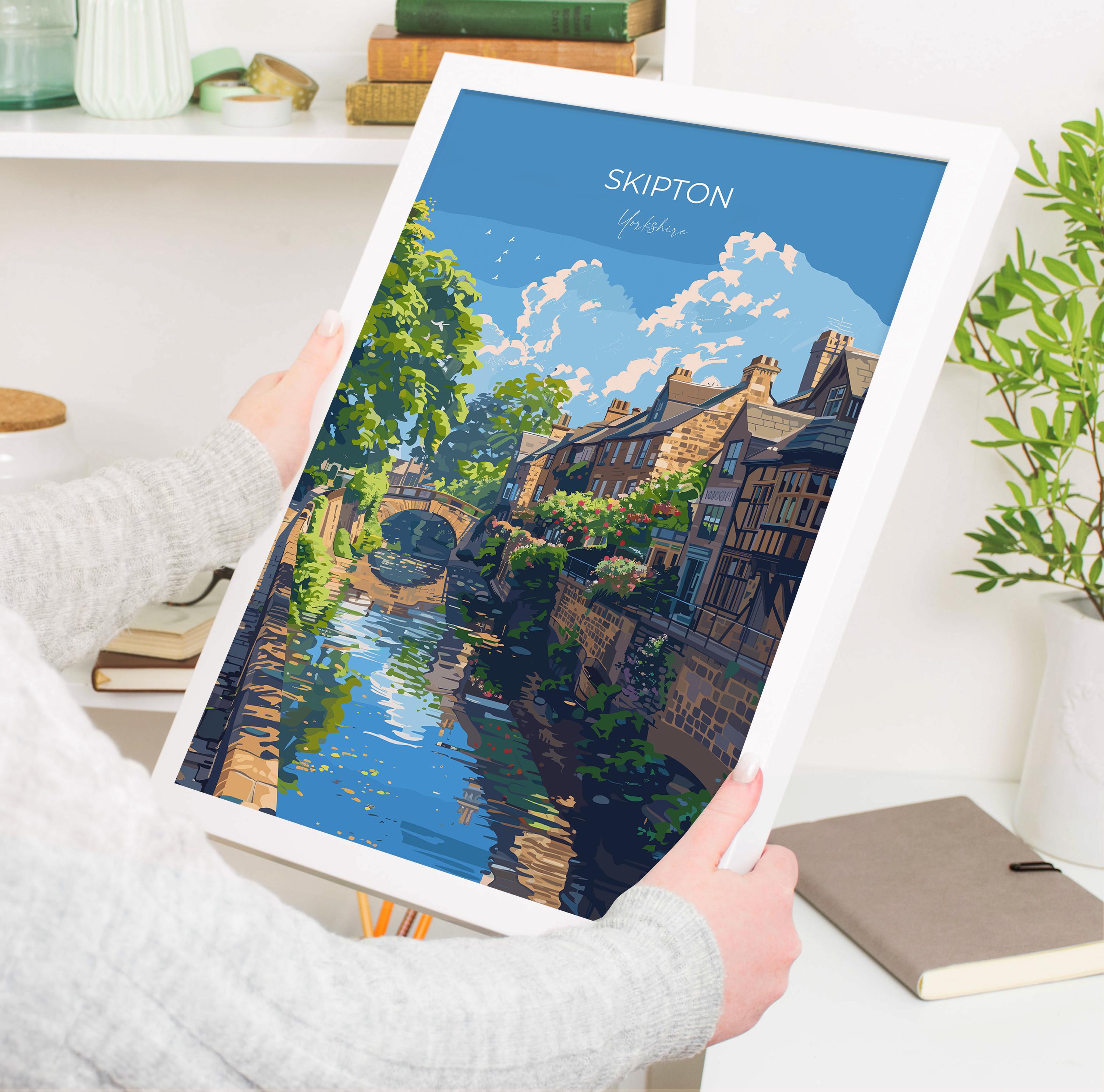 Skipton Travel Poster Wall Art, Travel Print of Skipton, Skipton Art Print, North Yorkshire Wall Print, Yorkshire Art Lovers Gift NQ Media Designs